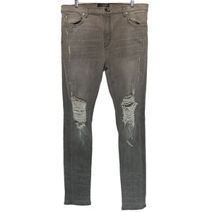 ORO LOS ANGELES Jeans Mens Size 36x32 Gray Distressed Denim Slim Fit